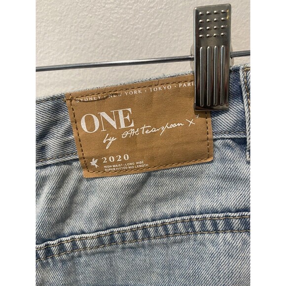 One Teaspoon 2020 High Waist Denim Distressed Destroyed Mini Jean Skirt Size 25 - Picture 7 of 10